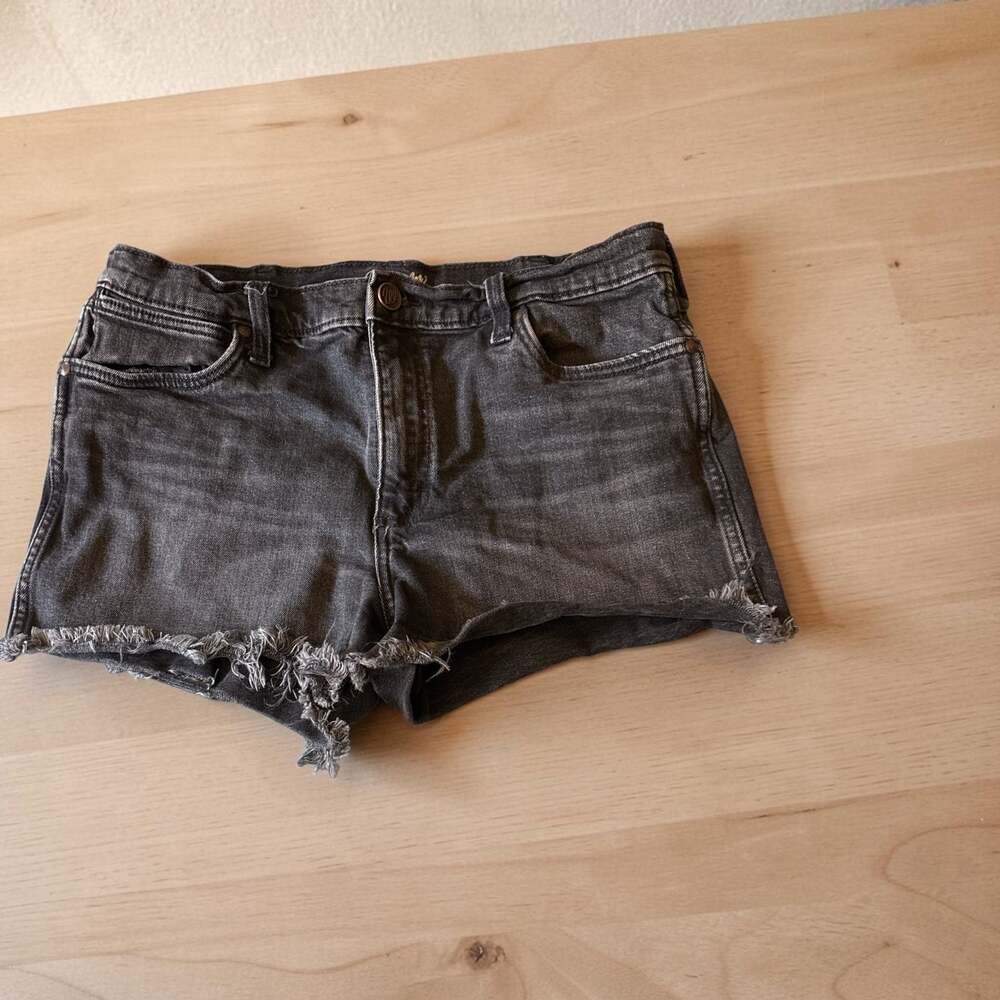 Wrangler High-Rise Raw Hem Black Denim Cutoff Shorts